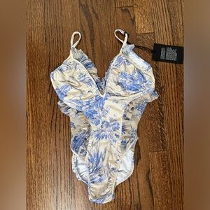 Floral one piece bathing suit